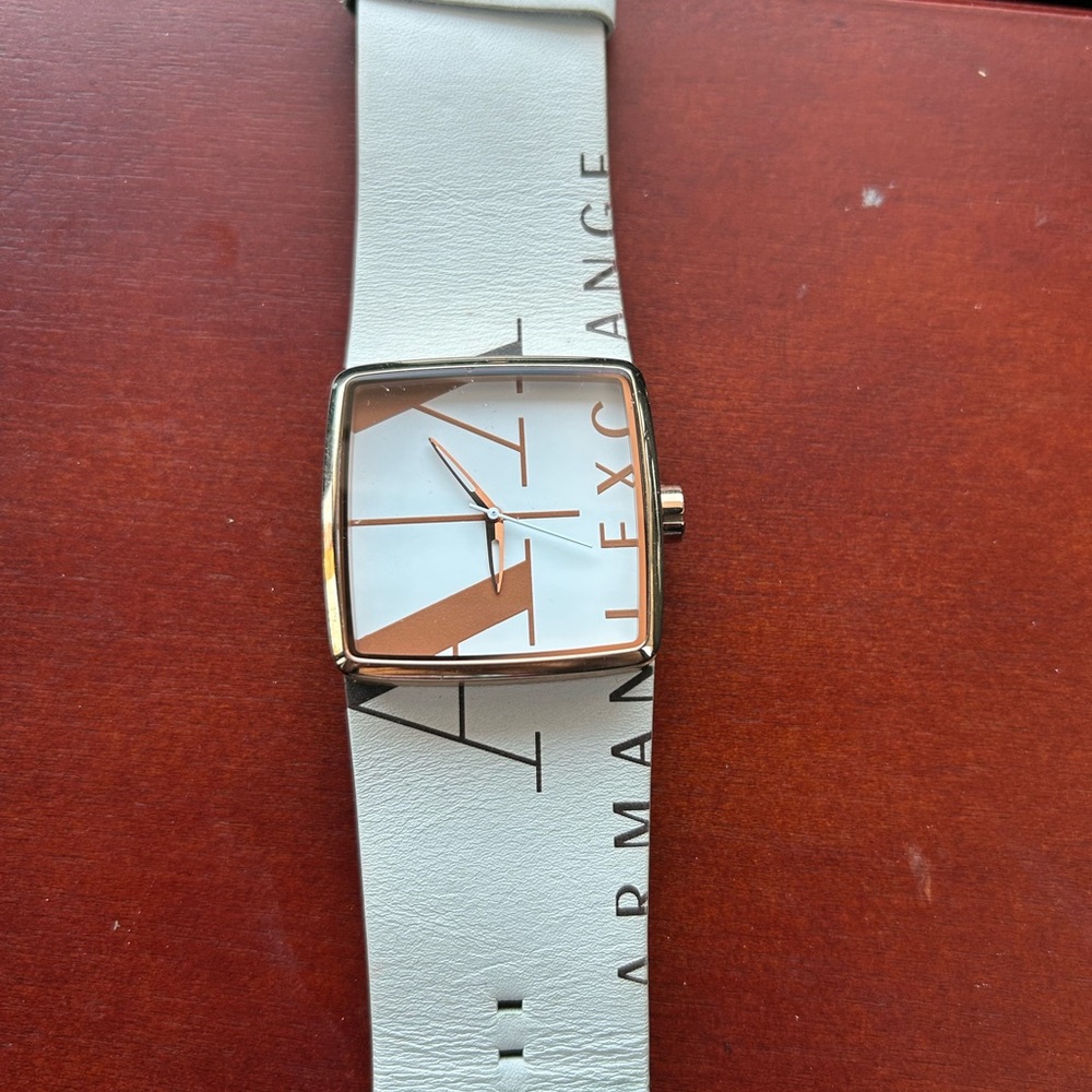 A|X Armani Exchange Women's White Leather Strap Watch